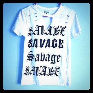 White T-shirt with slits